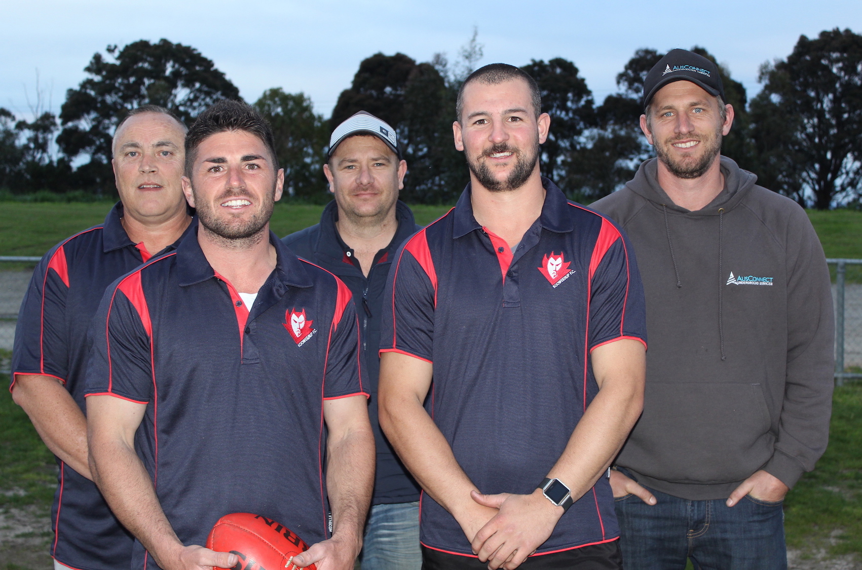Anthony Giuliano and Nathan Muratore (front) will join new chairman of selectors Norm Berry, club president Dan Crowley, and senior captain-coach Ben Collins at Kooweerup in 2017. Picture: RUSSELL BENNETT